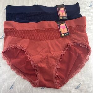 CNYX Lace Trim Panties Set - burnt orange and Blue. Better fit for medium